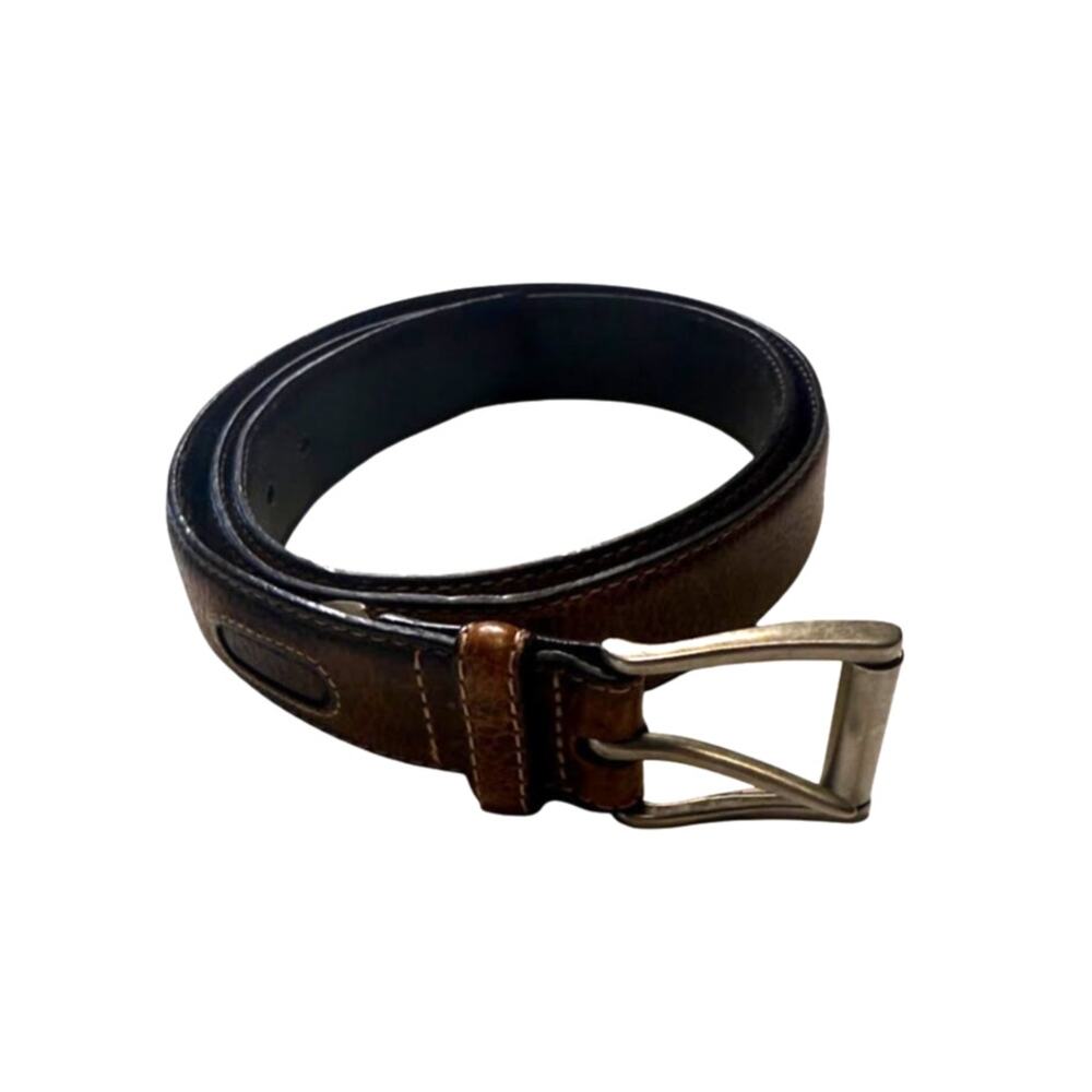 Columbia Trinity Mens Leather Belt Brown Logo Buckle Size 44 EUC